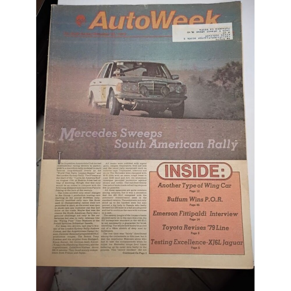 AutoWeek Magazine - November 24, 1978